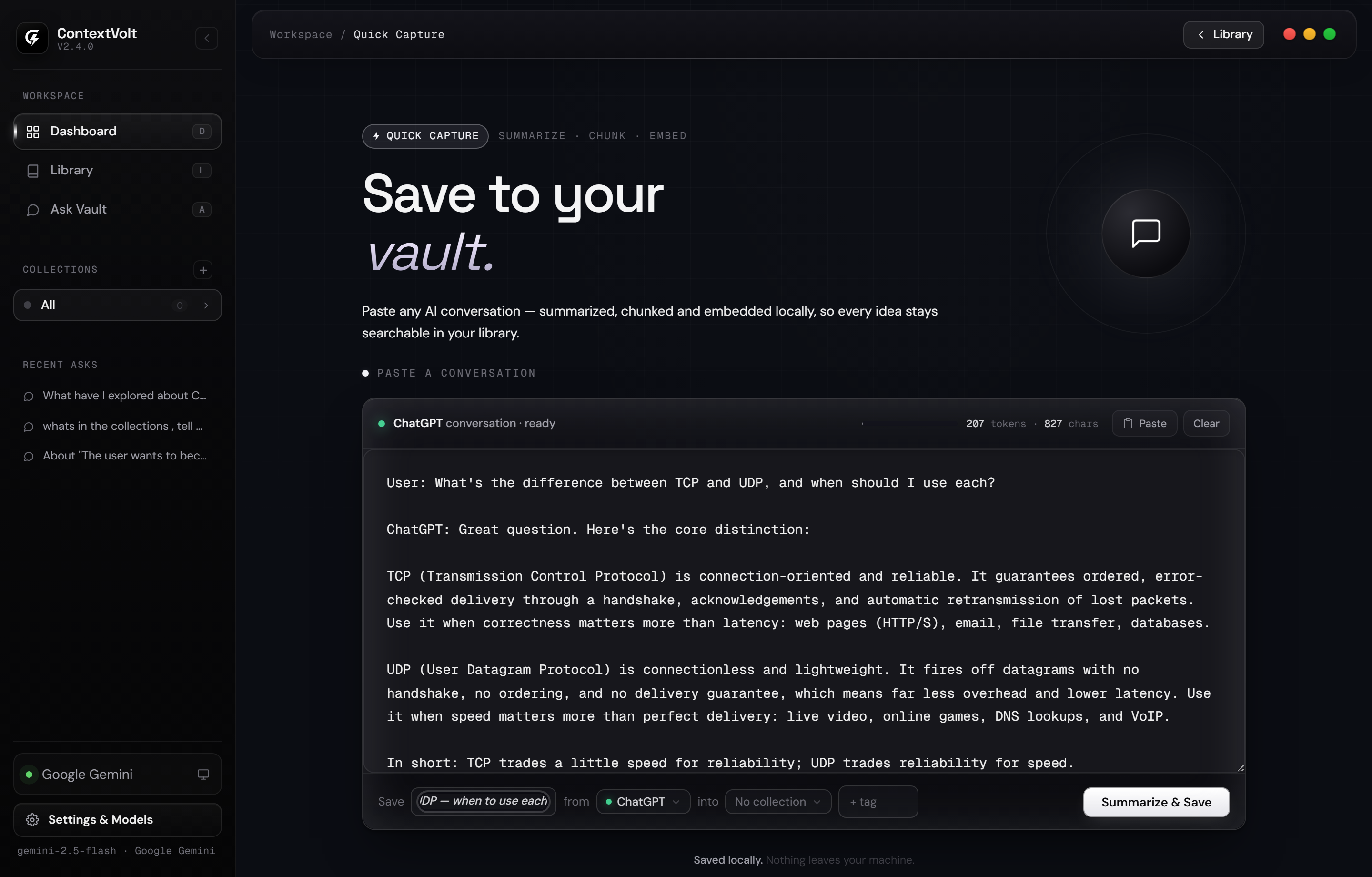 One-click capture from any AI tab